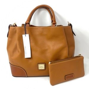 Dooney & Bourke NWT Caramel Pebble Grain Brenna Bag with Matching Pouch.